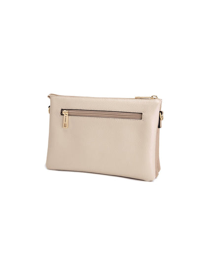 CLEO TRIPLE COMPARTMENT LEATHER XBODY BAG - E1-0841-IVORY/PUTTY- NEW IN