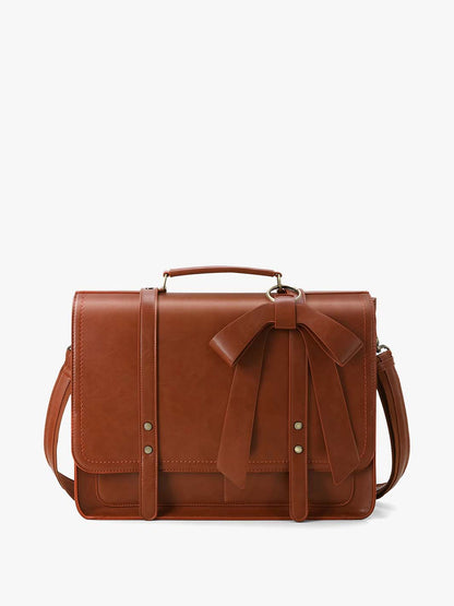 Women's PU Detachable Bow Big Briefcase