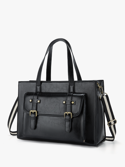 Olivia's Classic Vegan Leather Handbag Laptop Tote