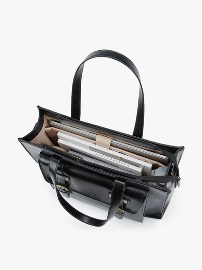 Olivia's Classic Vegan Leather Handbag Laptop Tote