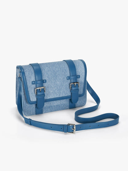 Jane Messenger Bag- Denim Leather