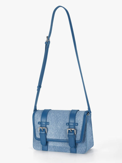 Jane Messenger Bag- Denim Leather