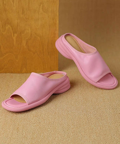 Elegant Pink Splicing Peep Toe Slide Sandals