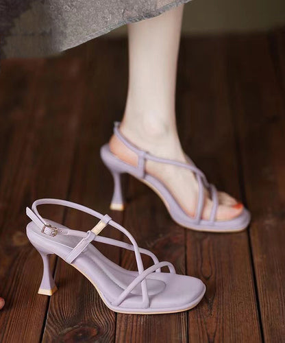 Elegante Splicing High Heel Sandaletten Beige Kunstleder Peep Toe