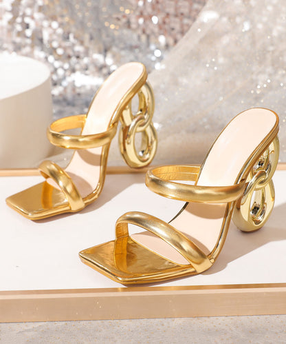 European And American Gold Special Shaped Heel Fashionable Slide Sandals