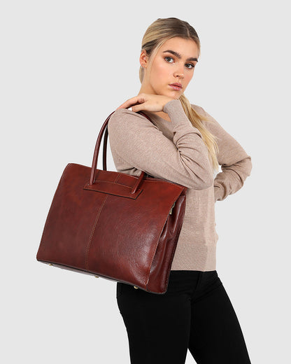 Florence Chocolate - Leather Woman Briefcase