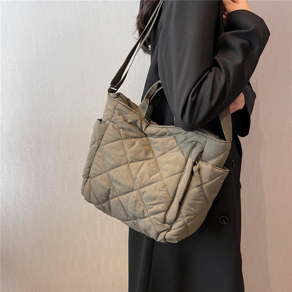 Olives Quilted Puffer Tote