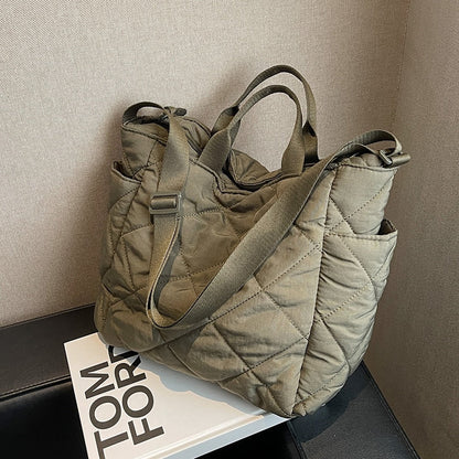 Olives Quilted Puffer Tote