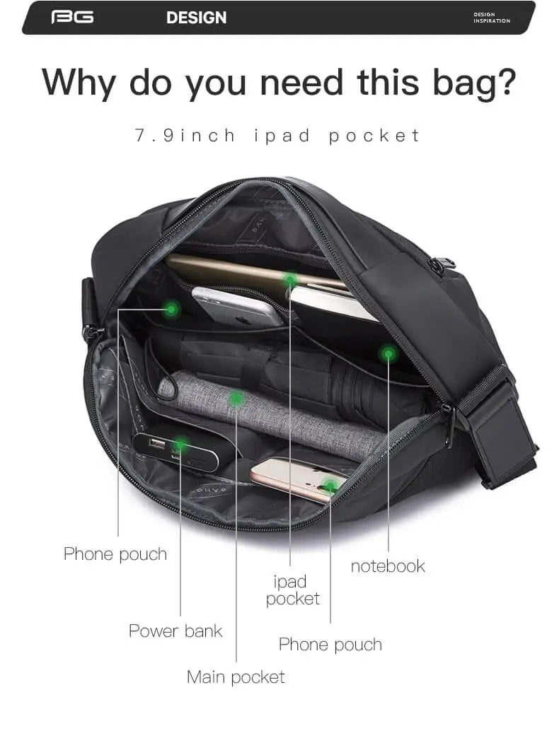 Anti-Theft USB Charging Crossbody Sling Bag