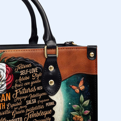 Flower Hispanic Mixed With ... - Personalized Custom Leather Handbag - HS026_HB