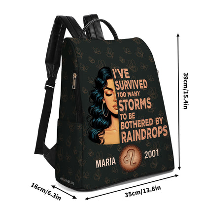 I've Survived Too Many Storms To Be Bothered By Raindrops  - Personalized Custom Leather BackPack - HS027_BP