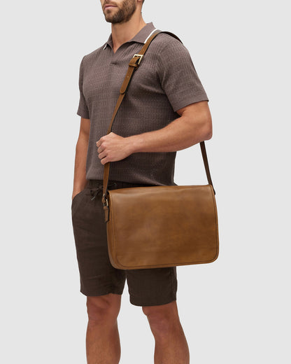 Julius Matt Tan - Leather Messenger Bag