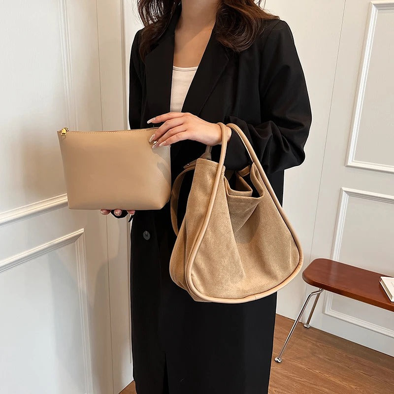 Suede Large Handle Tote