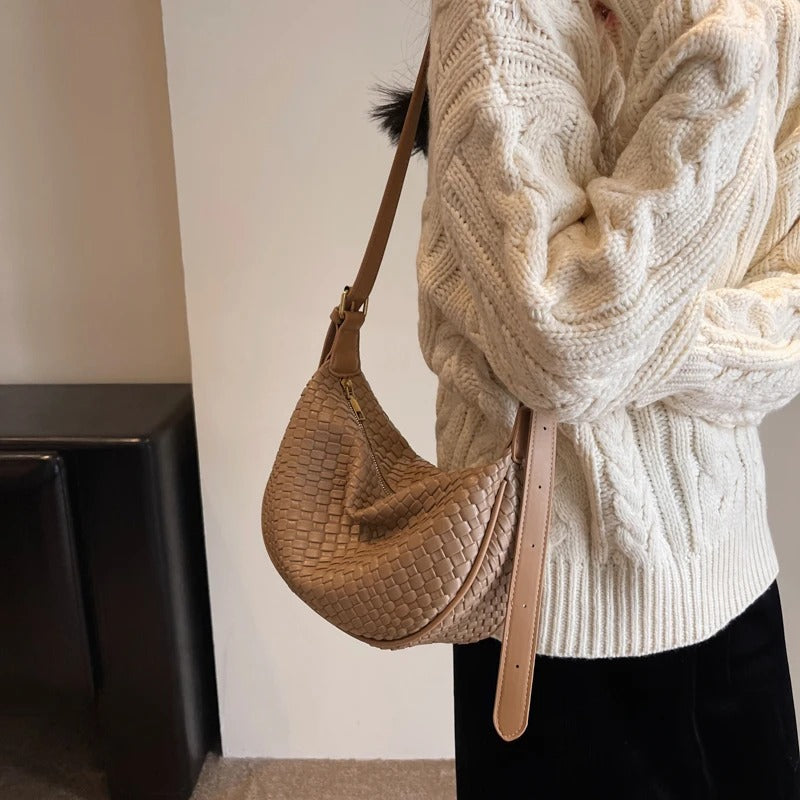 Woven Half Moon Bag