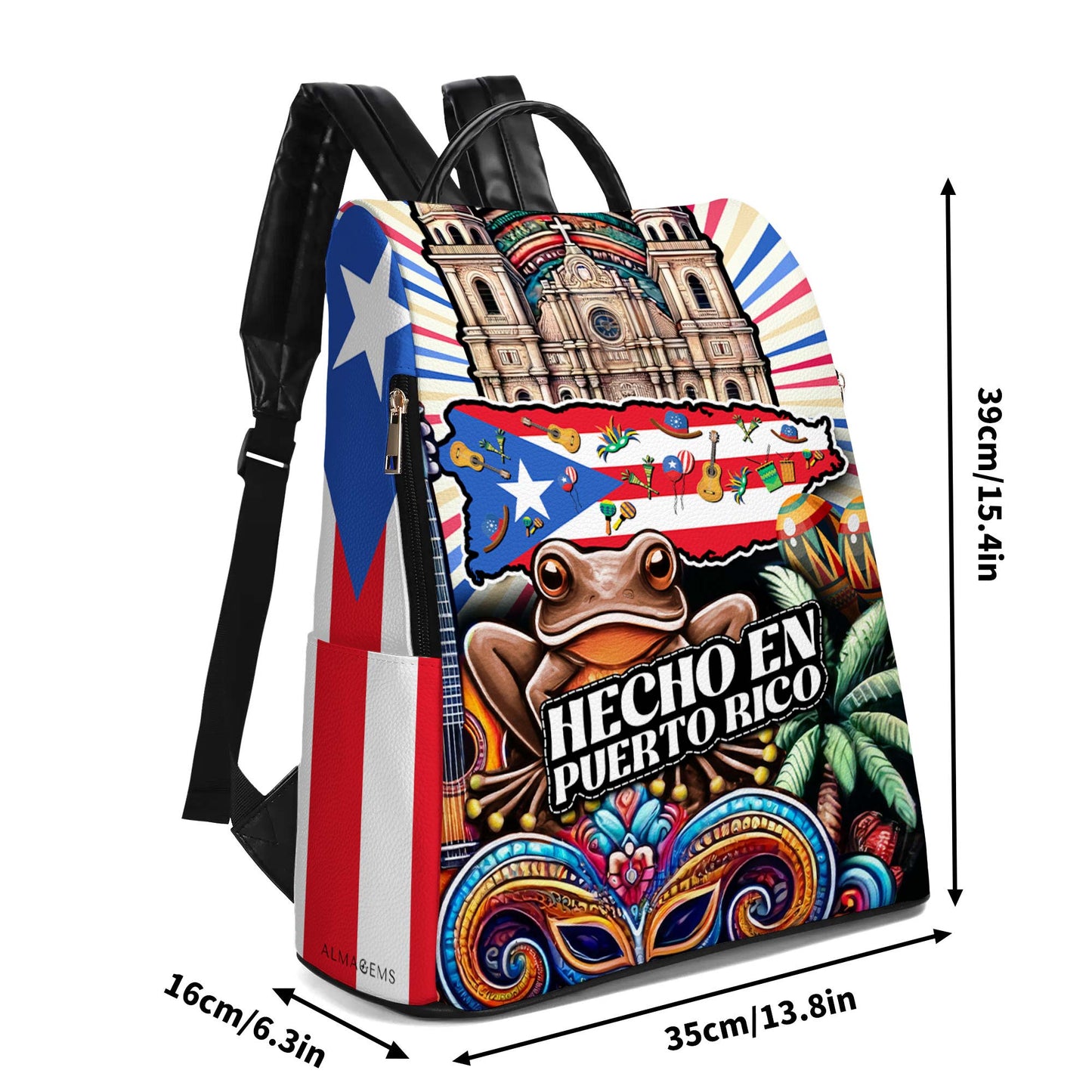 Hecho En Puerto Rico - Personalized Custom Leather BackPack - LA006_BP