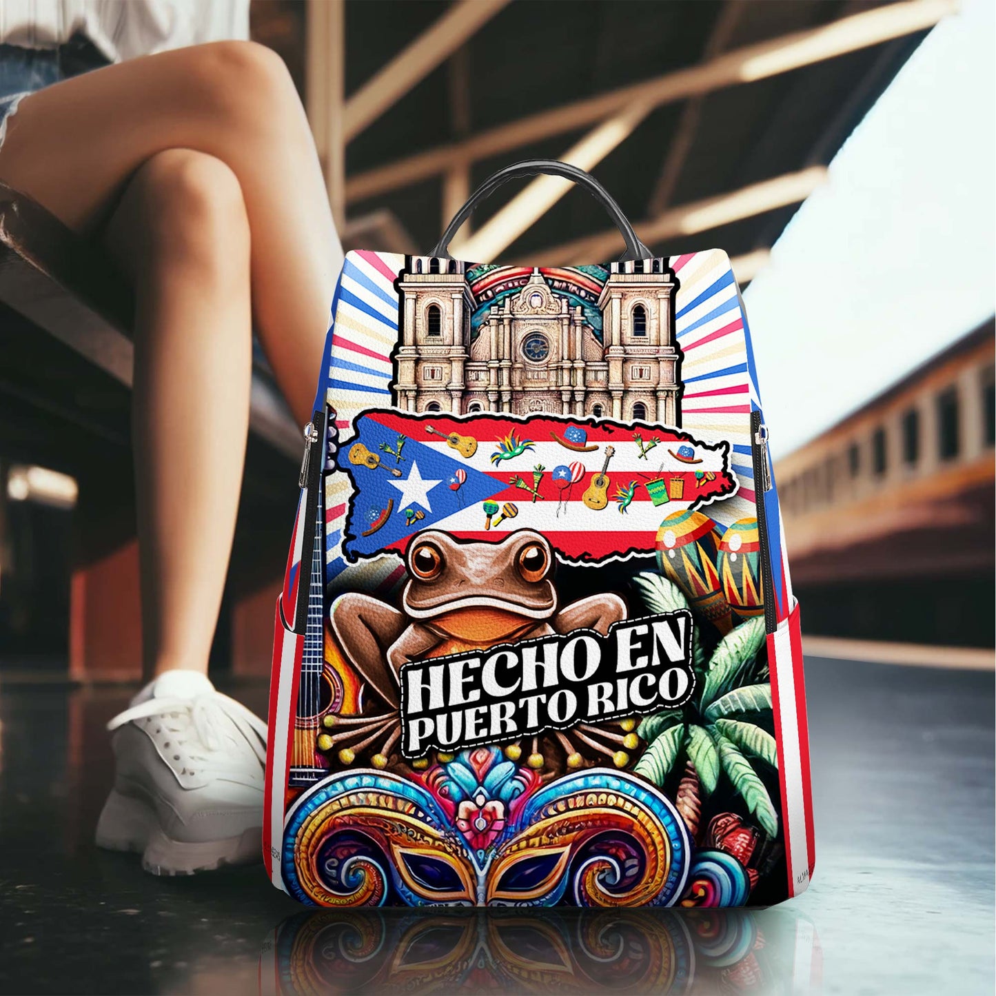 Hecho En Puerto Rico - Personalized Custom Leather BackPack - LA006_BP