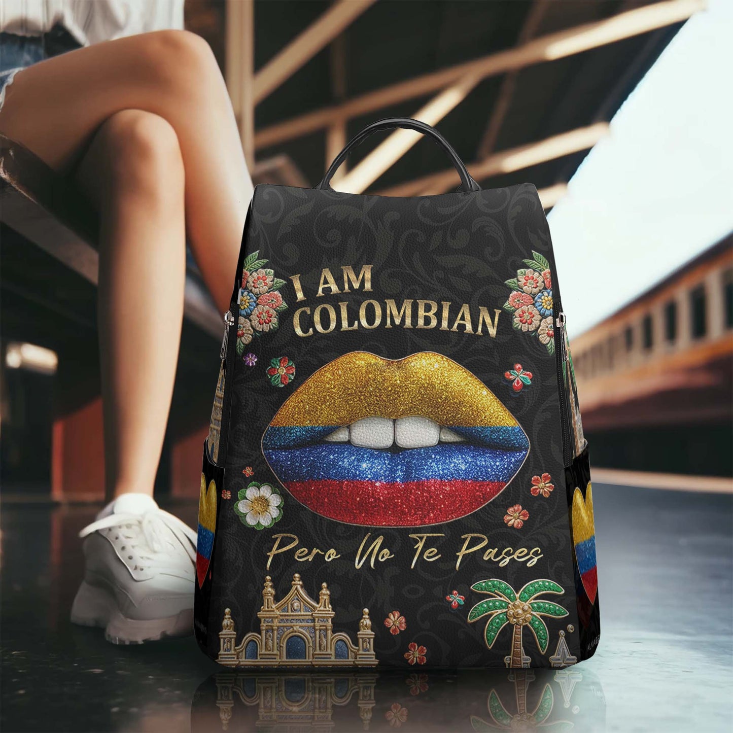 I'm Colombian. Pero No Te Pases - Personalized Custom Leather BackPack - LA012_BP