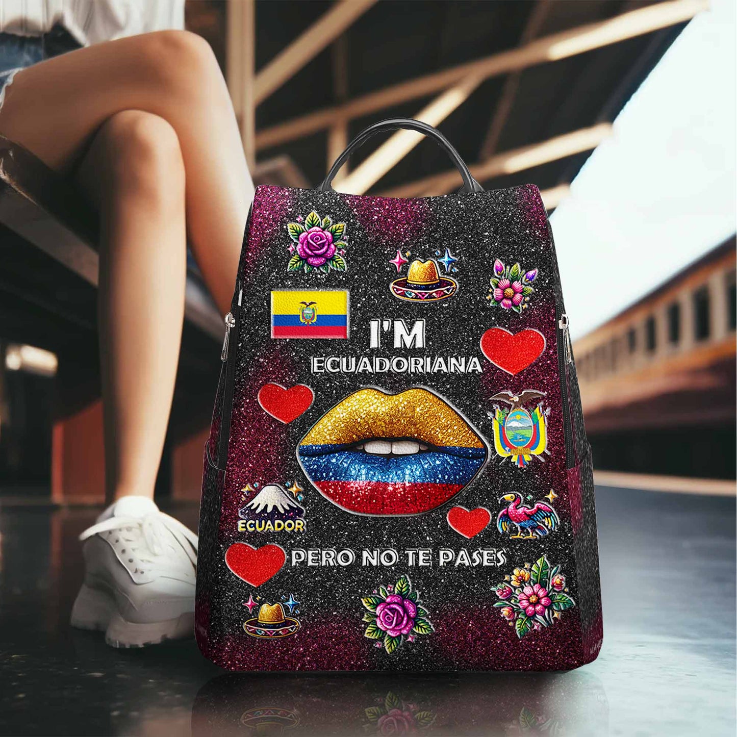 I'm Ecuadoriana Pero No Te Pases - Personalized Custom Leather BackPack - LA017_BP