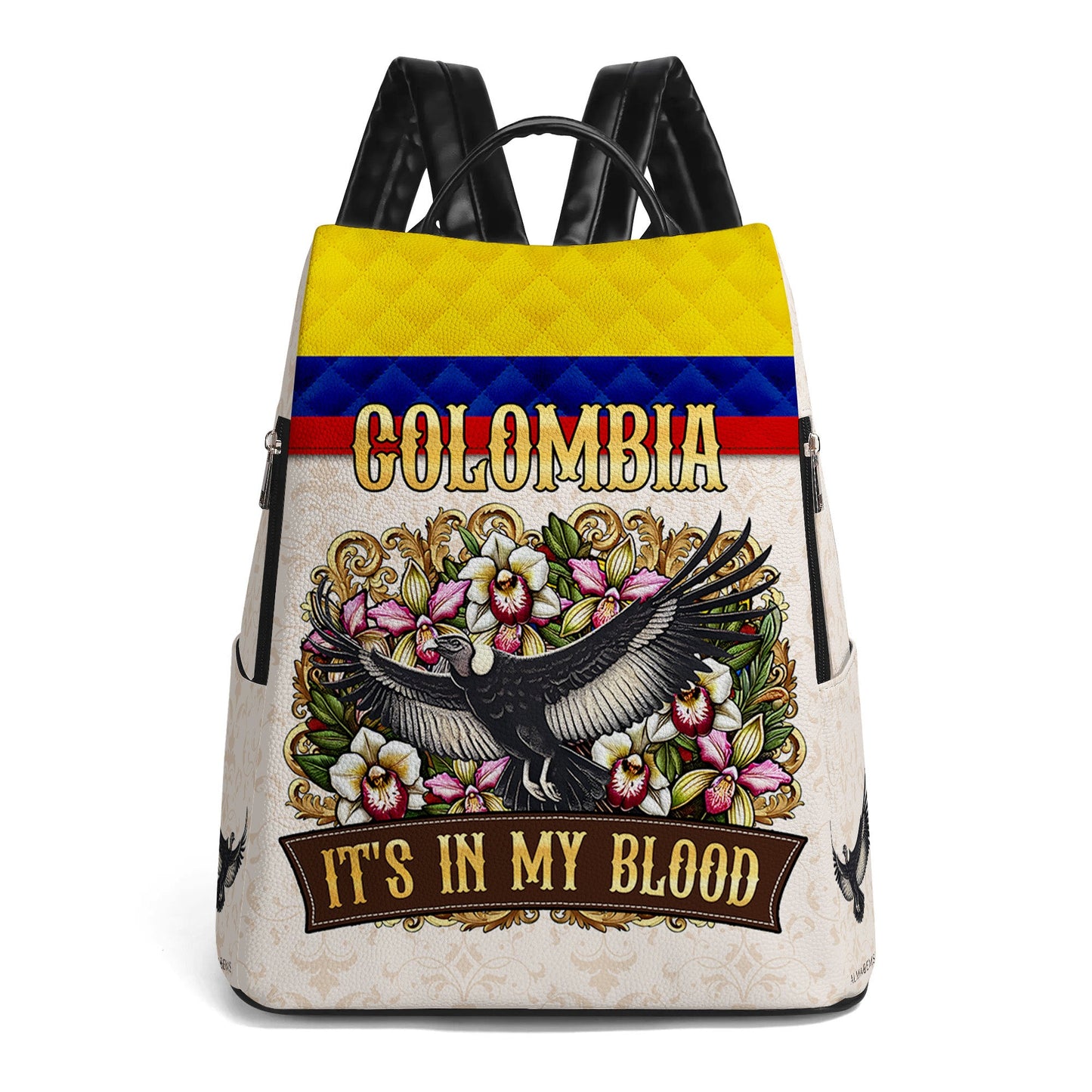 COLOMBIA. It's In My Blood - Personalized Custom Leather BackPack - LA018_BP