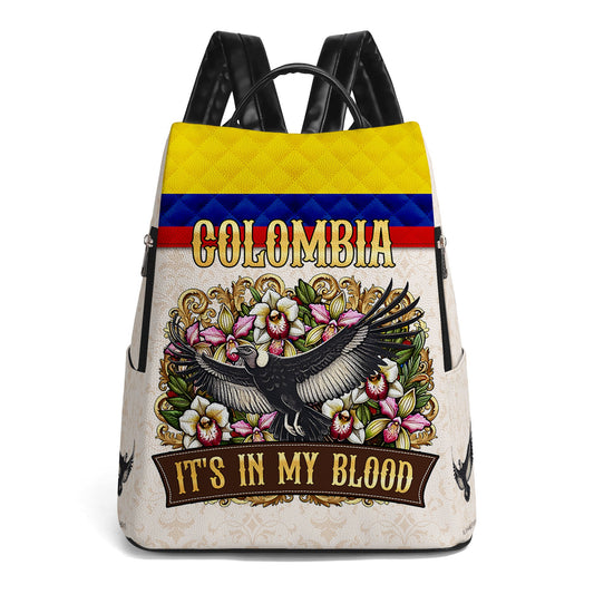 COLOMBIA. It's In My Blood - Personalized Custom Leather BackPack - LA018_BP