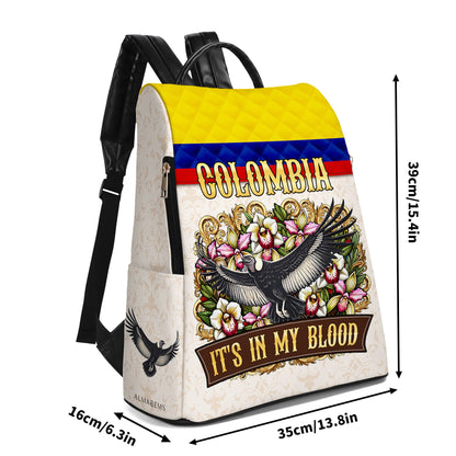 COLOMBIA. It's In My Blood - Personalized Custom Leather BackPack - LA018_BP