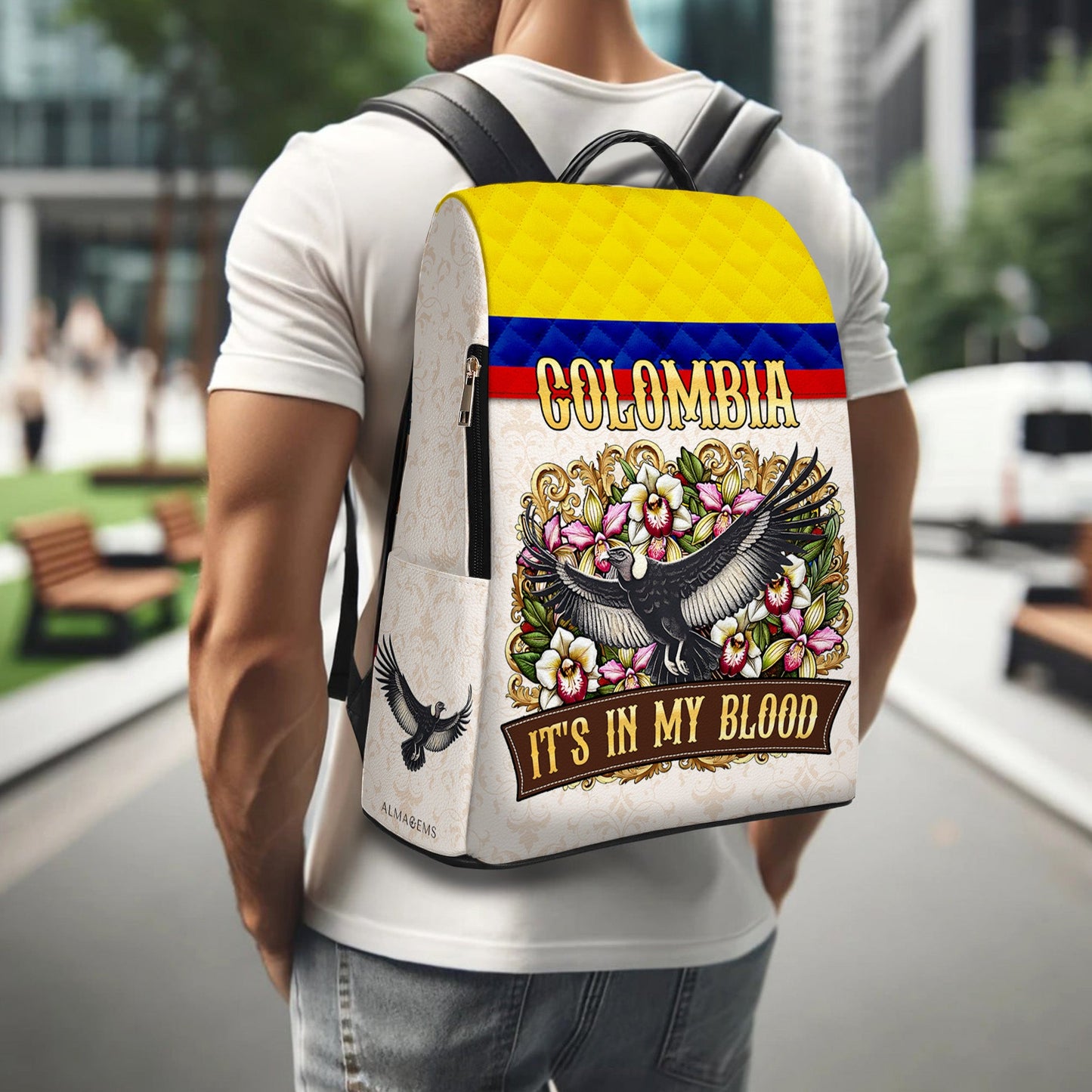 COLOMBIA. It's In My Blood - Personalized Custom Leather BackPack - LA018_BP