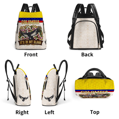 COLOMBIA. It's In My Blood - Personalized Custom Leather BackPack - LA018_BP