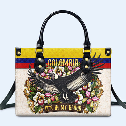 COLOMBIA IT'S IN MY BLOOD - Personalized Custom Leather Handbag - LA018_HB