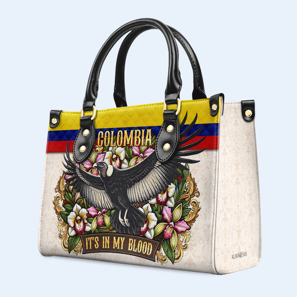 COLOMBIA IT'S IN MY BLOOD - Personalized Custom Leather Handbag - LA018_HB