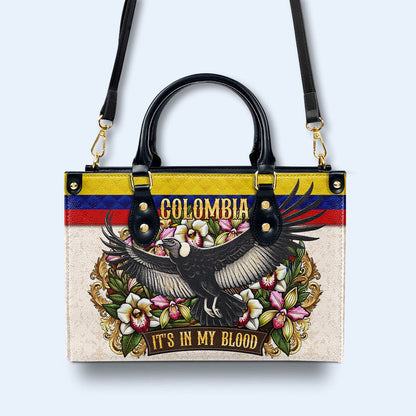 COLOMBIA IT'S IN MY BLOOD - Personalized Custom Leather Handbag - LA018_HB