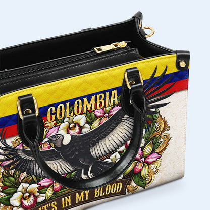 COLOMBIA IT'S IN MY BLOOD - Personalized Custom Leather Handbag - LA018_HB