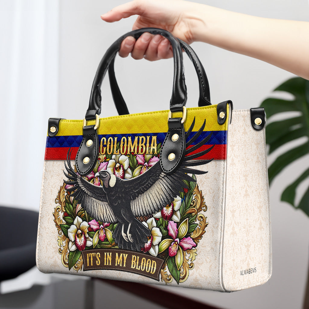 COLOMBIA IT'S IN MY BLOOD - Personalized Custom Leather Handbag - LA018_HB