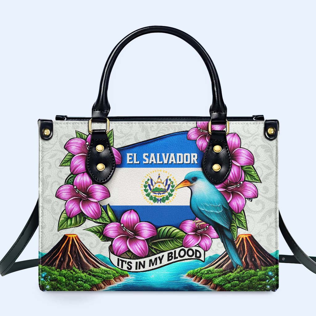 El Salvador, It's in My Blood - Personalized Custom Leather Handbag - LA020_HB