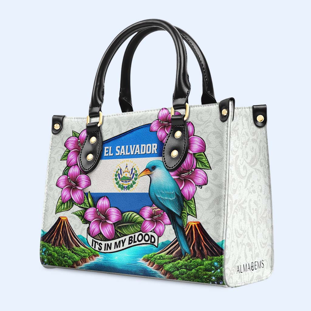 El Salvador, It's in My Blood - Personalized Custom Leather Handbag - LA020_HB