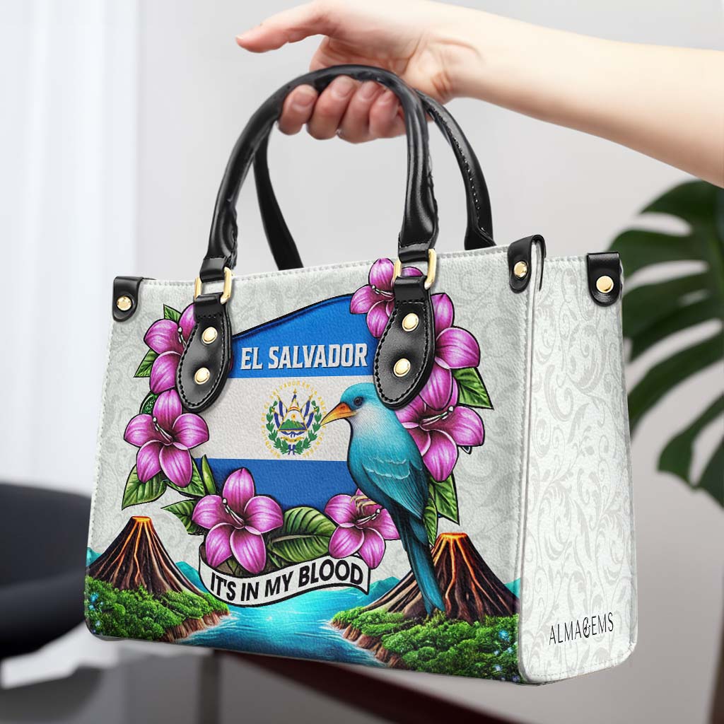 El Salvador, It's in My Blood - Personalized Custom Leather Handbag - LA020_HB