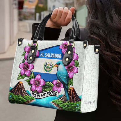 El Salvador, It's in My Blood - Personalized Custom Leather Handbag - LA020_HB