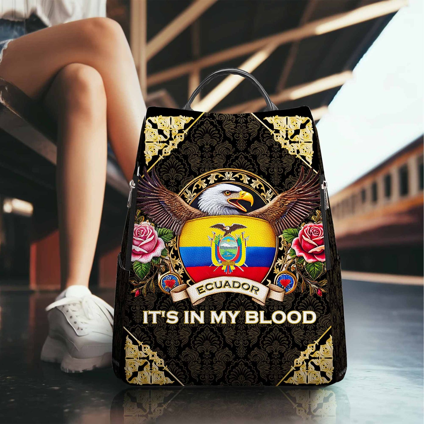 Ecuadorian It's In My Blood - Personalized Custom Leather BackPack - LA024_BP