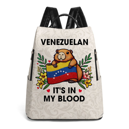 Venezuela It's In My Blood - Personalized Custom Leather BackPack - LA033_BP