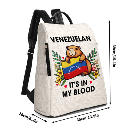 Venezuela It's In My Blood - Personalized Custom Leather BackPack - LA033_BP