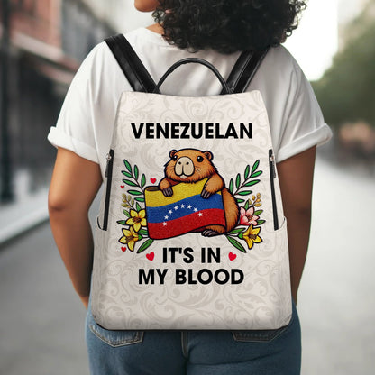 Venezuela It's In My Blood - Personalized Custom Leather BackPack - LA033_BP