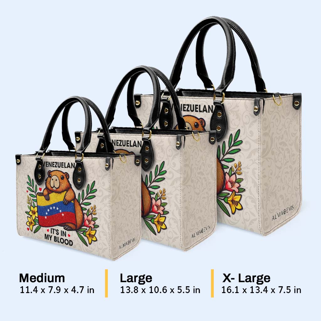 VENEZUELAN IT'S IN MY BLOOD - Personalized Custom Leather Handbag - LA033_HB