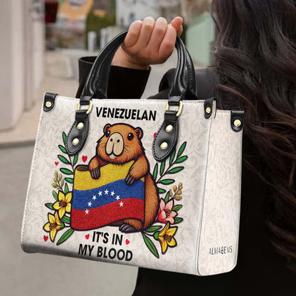 VENEZUELAN IT'S IN MY BLOOD - Personalized Custom Leather Handbag - LA033_HB