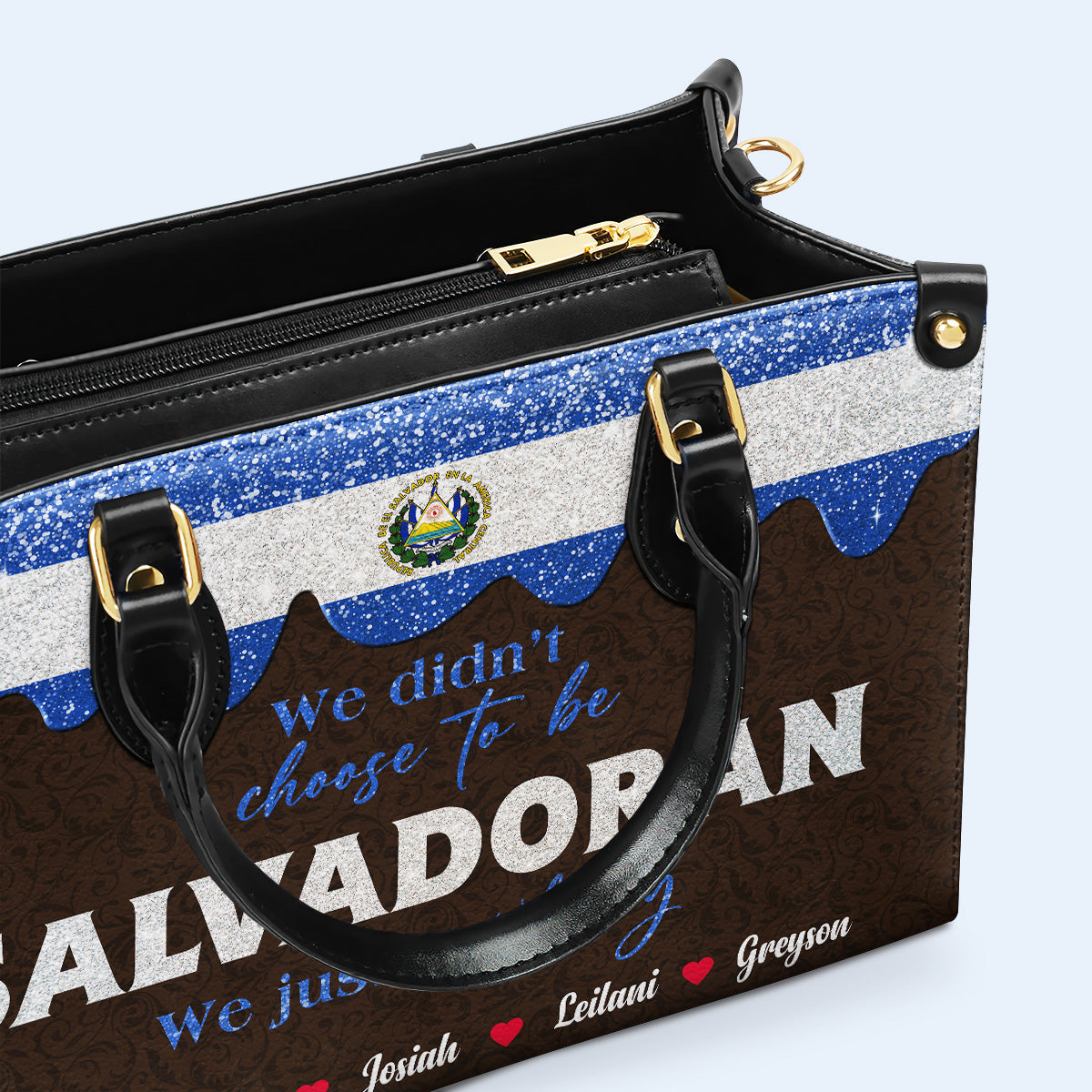 We didn't choose to be Salvadoran... We just got Lucky - Personalized Custom Leather Handbag - LA039_HB