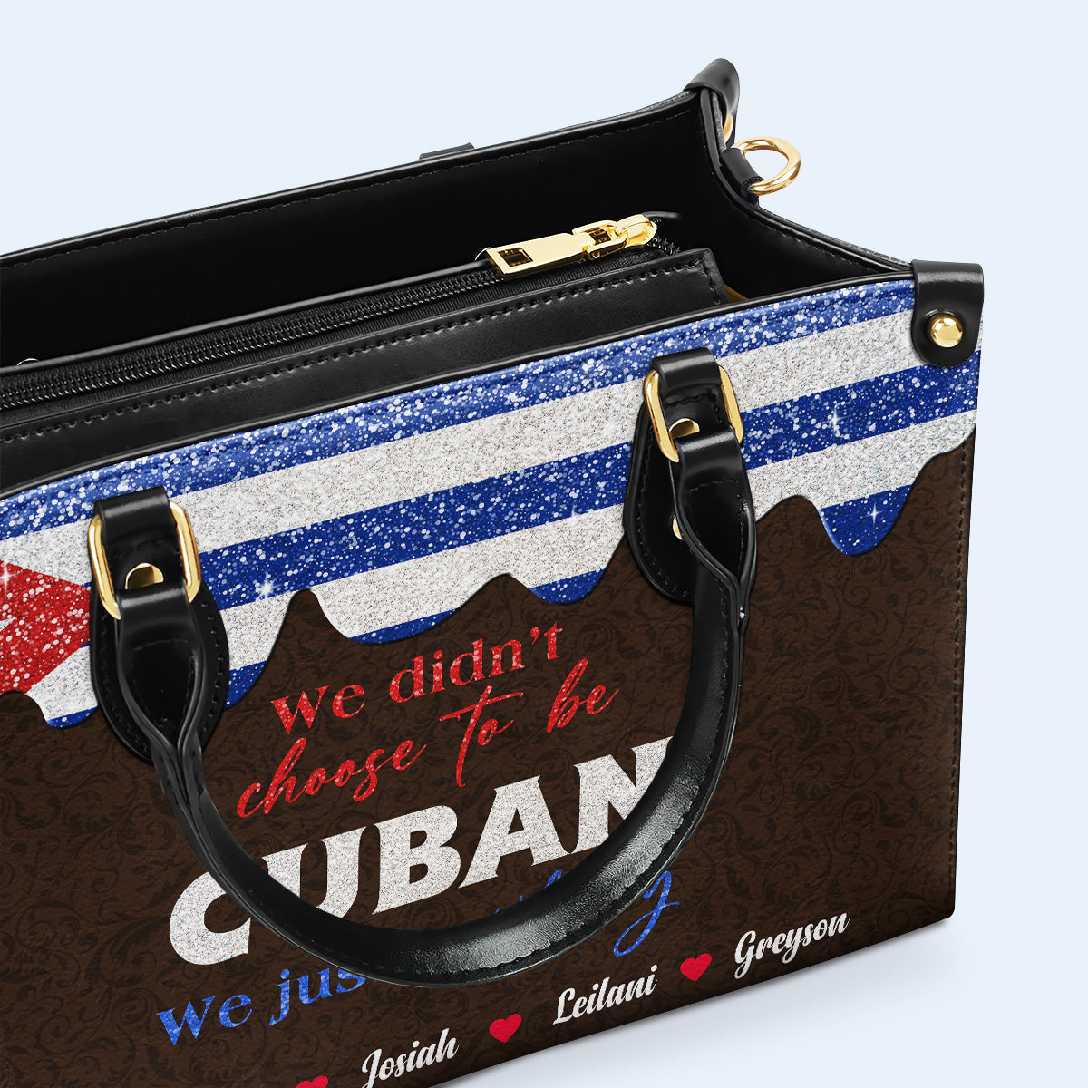 We Didn't Choose To Be Cuban... We Just Got Lucky - Personalized Custom Leather Handbag - LA040_HB