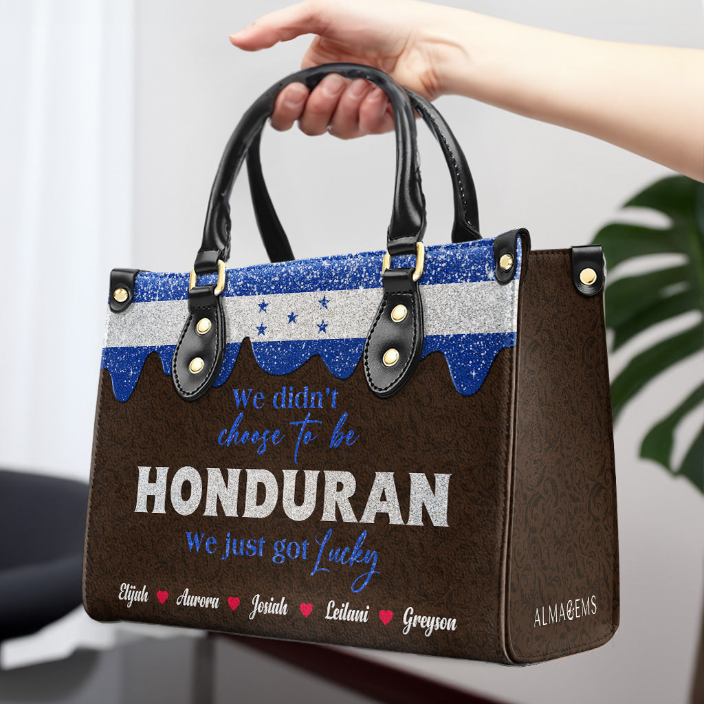 We didn't choose to be Honduran...We just got Lucky - Personalized Custom Leather Handbag - LA041_HB