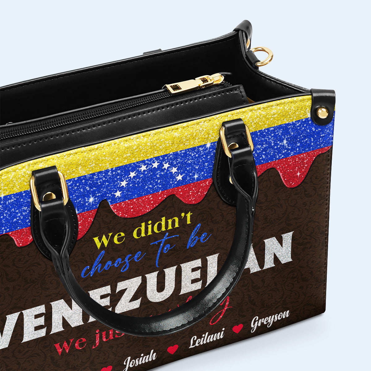 We didn't choose to be Venezuelan. We Just got lucky - Personalized Custom Leather Handbag - LA042_HB