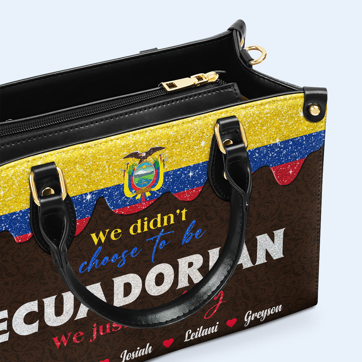 We didn't choose to be Ecuadorian... We just got Lucky - Personalized Custom Leather Handbag - LA043_HB