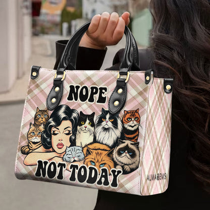 Nope. Not Today - Personalized Custom Leather Handbag For Cat Lovers - LL20