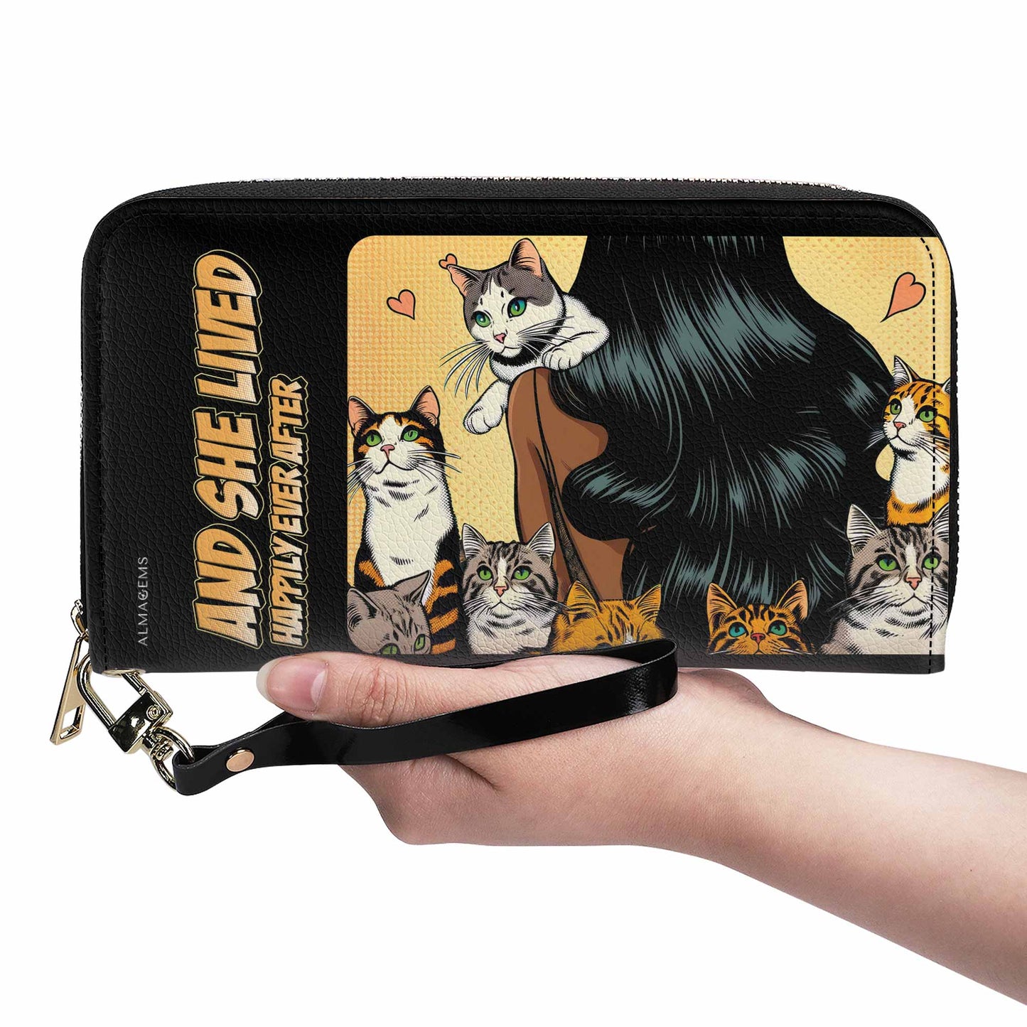 And She Lived Happily Ever After - Black - Women Leather Wallet For Cat Lovers - LL04BLACKWL