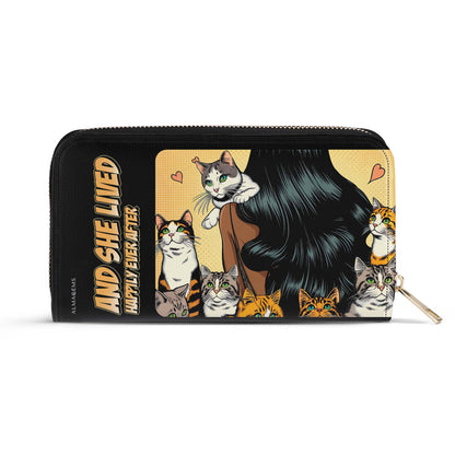 And She Lived Happily Ever After - Black - Women Leather Wallet For Cat Lovers - LL04BLACKWL